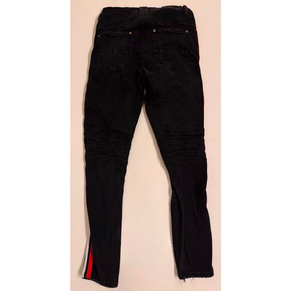 Supply & Demand Men's Black/White/Red Distressed Skinny Jeans Size 34x33 - Picture 4 of 5